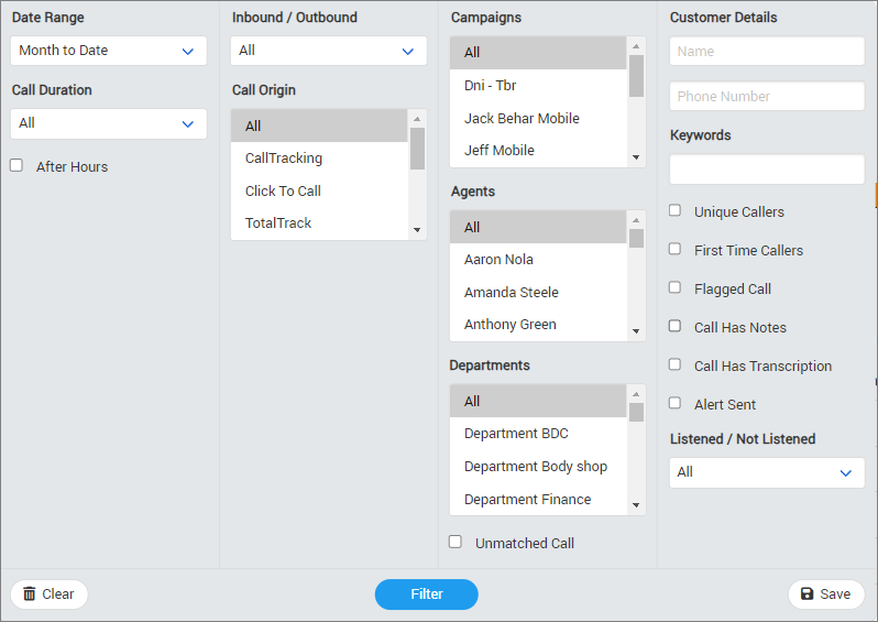 How To Use the Call Filter in Reporting CallRevu Support Center